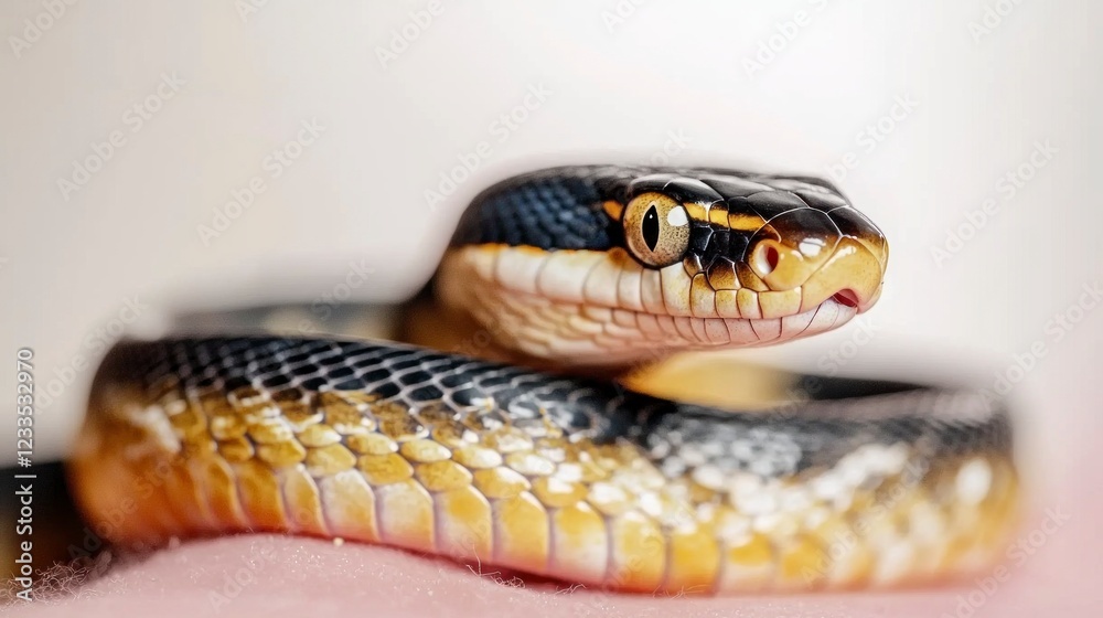 Fototapeta premium Close up of Vibrant Snake Reptile Scales Exotic Pet Wildlife Photography Nature Anima