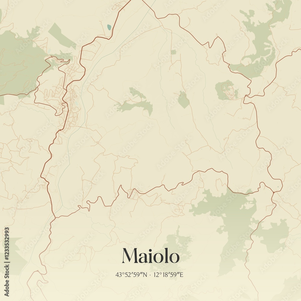 Fototapeta premium Vintage map of Maiolo, Italy.