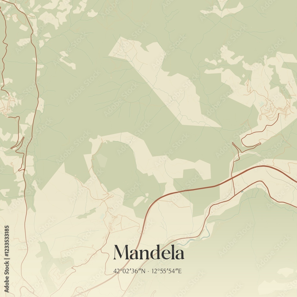 Fototapeta premium Vintage map of Mandela, Italy.