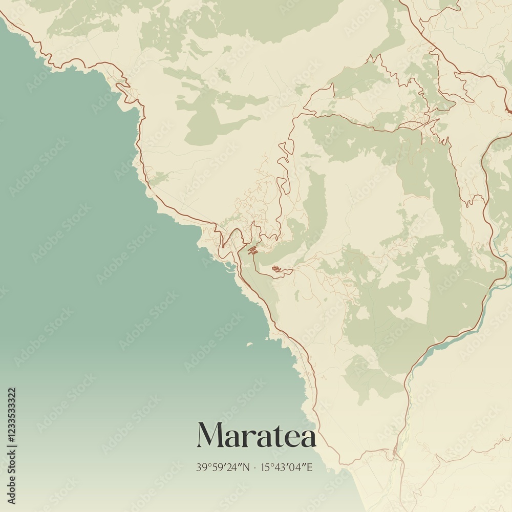 Fototapeta premium Vintage map of Maratea, Italy.