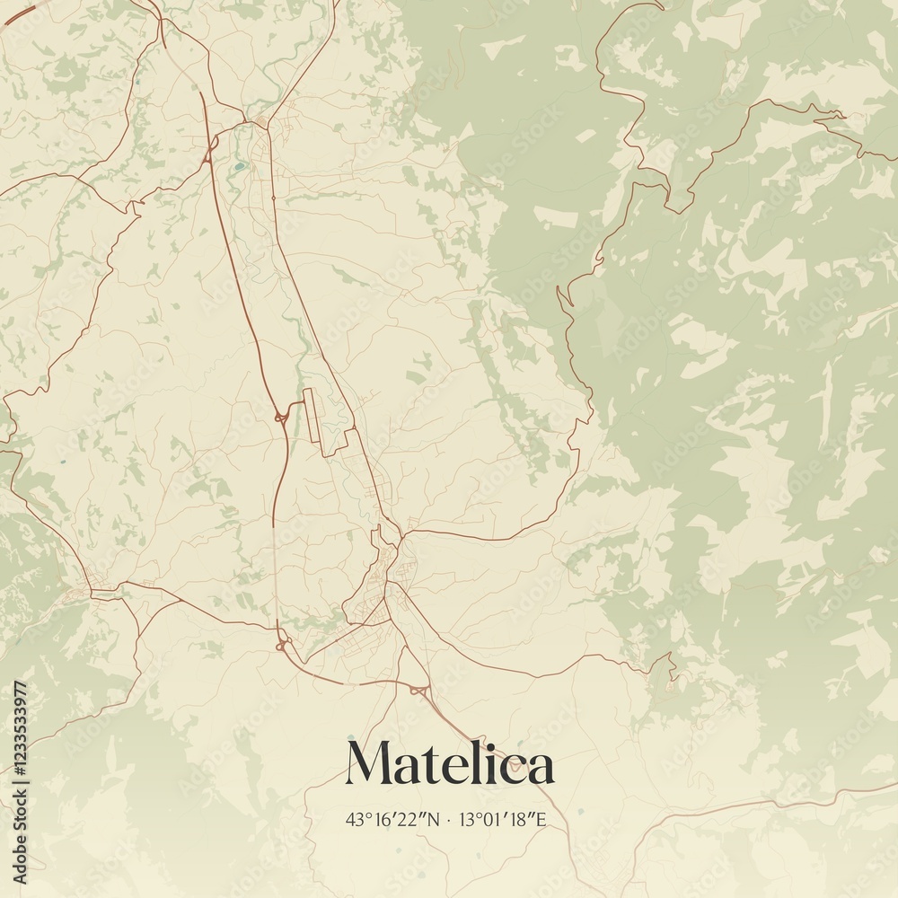 Fototapeta premium Vintage map of Matelica, Italy.