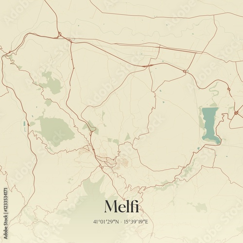 Photos Vintage map of Melfi, Italy.