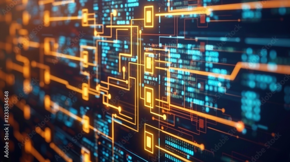 Abstract Digital Network: Futuristic Data Stream Visualization Abstract Digital Network: Futuristic Data Stream Visualization