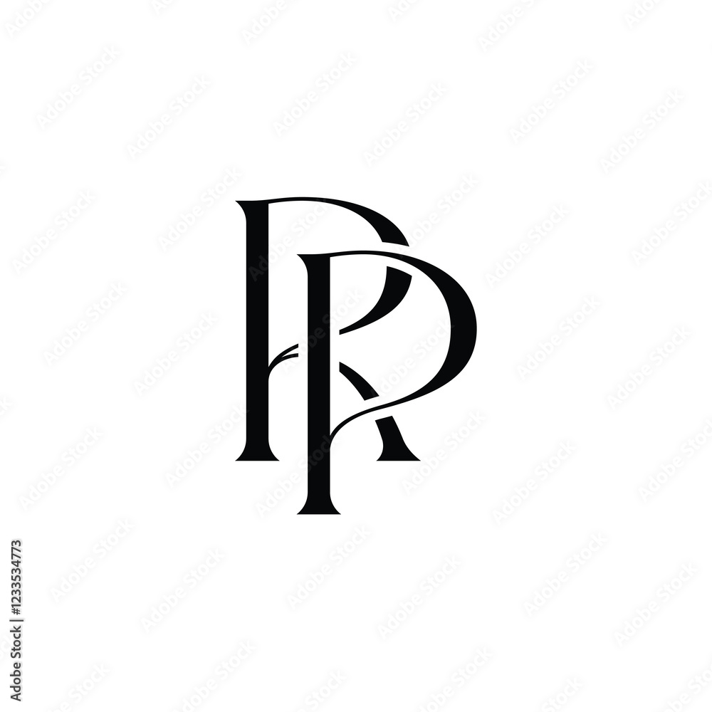RP monogram logo design letter text name symbol monochrome logotype alphabet character simple logo