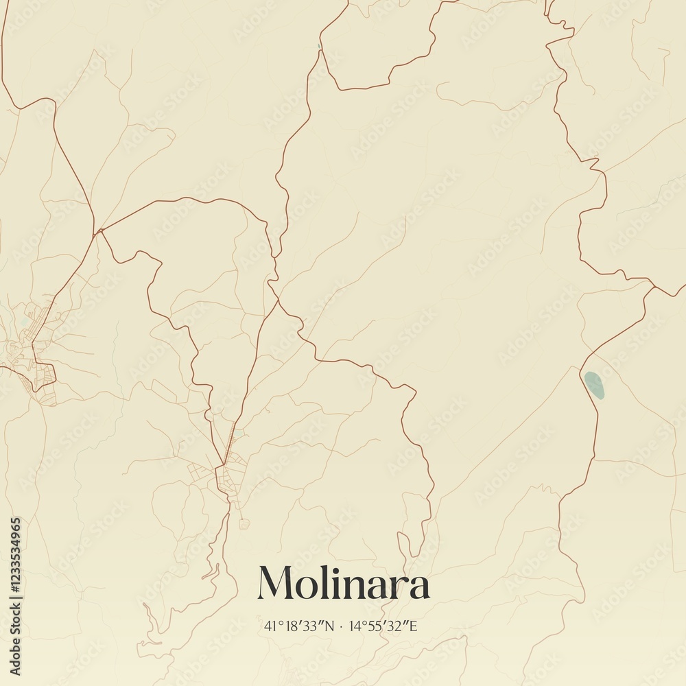 Fototapeta premium Vintage map of Molinara, Italy.