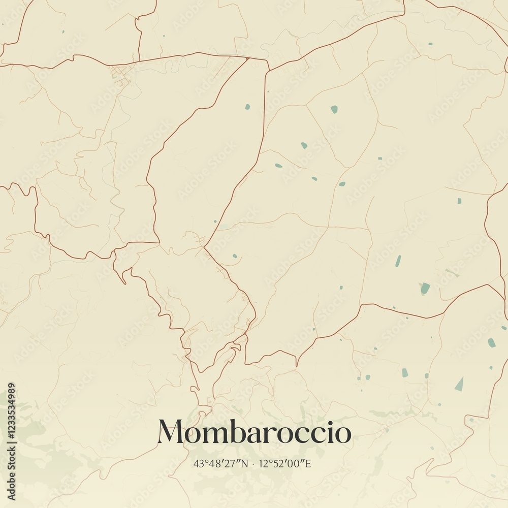 Naklejka premium Vintage map of Mombaroccio, Italy.