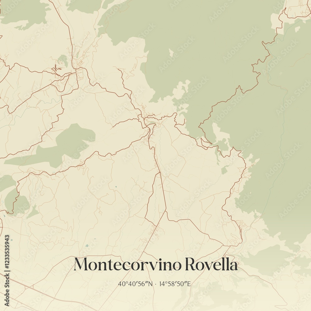 Naklejka premium Vintage map of Montecorvino Rovella, Italy.