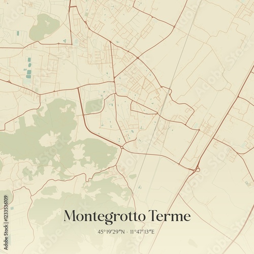 Vintage map of Montegrotto Terme, Italy.
