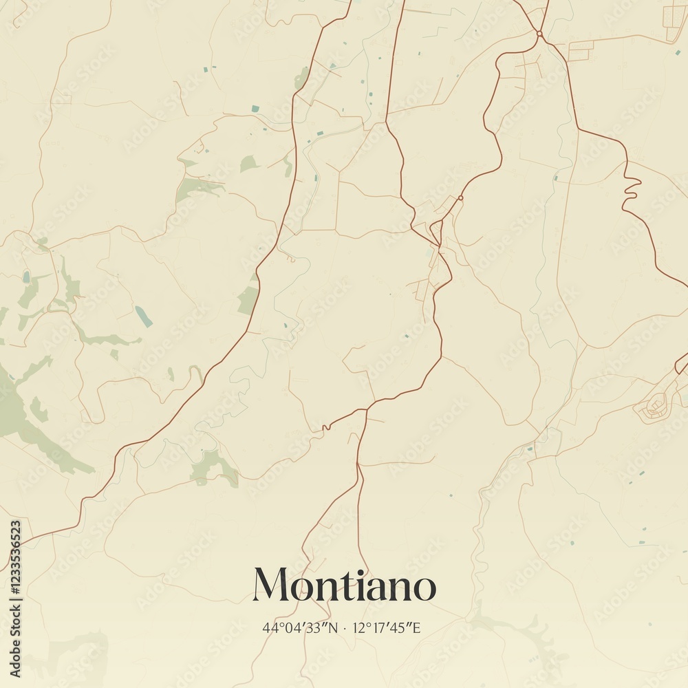 Fototapeta premium Vintage map of Montiano, Italy.