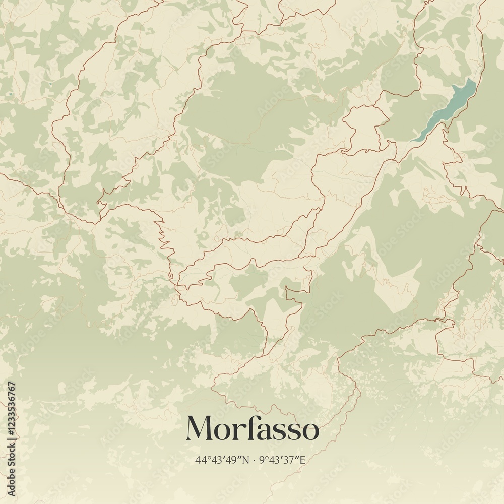 Fototapeta premium Vintage map of Morfasso, Italy.