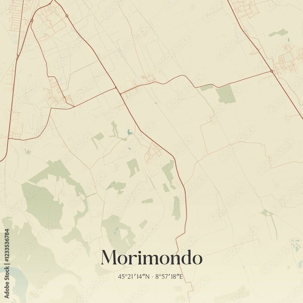 Obraz premium Vintage map of Morimondo, Italy.