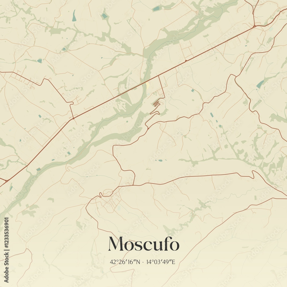 Obraz premium Vintage map of Moscufo, Italy.