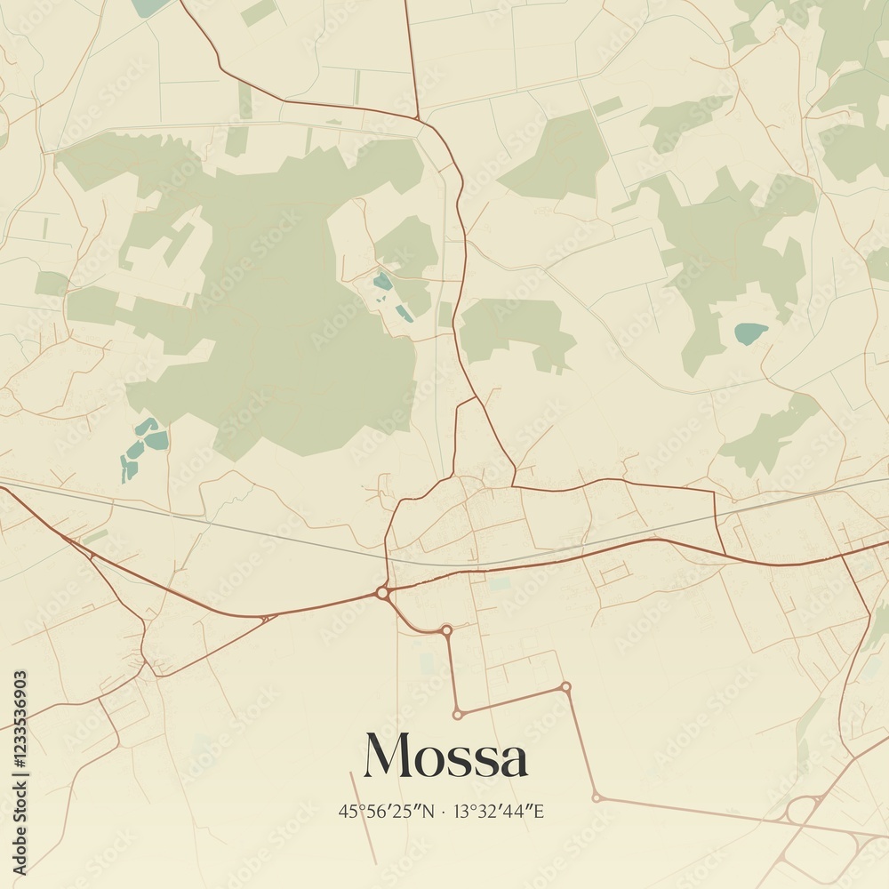 Obraz premium Vintage map of Mossa, Italy.