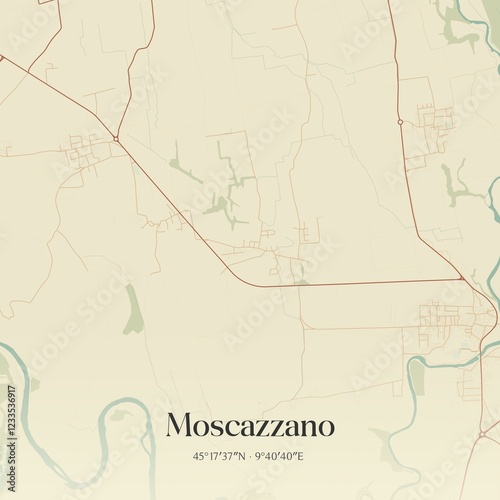 Vintage map of Moscazzano, Italy.