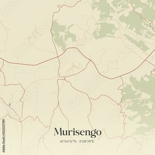 Vintage map of Murisengo, Italy.