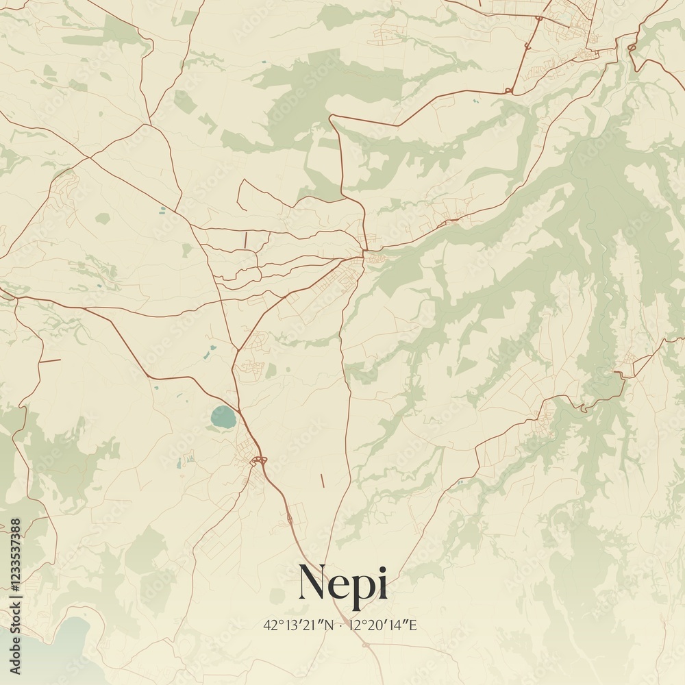 Fototapeta premium Vintage map of Nepi, Italy.