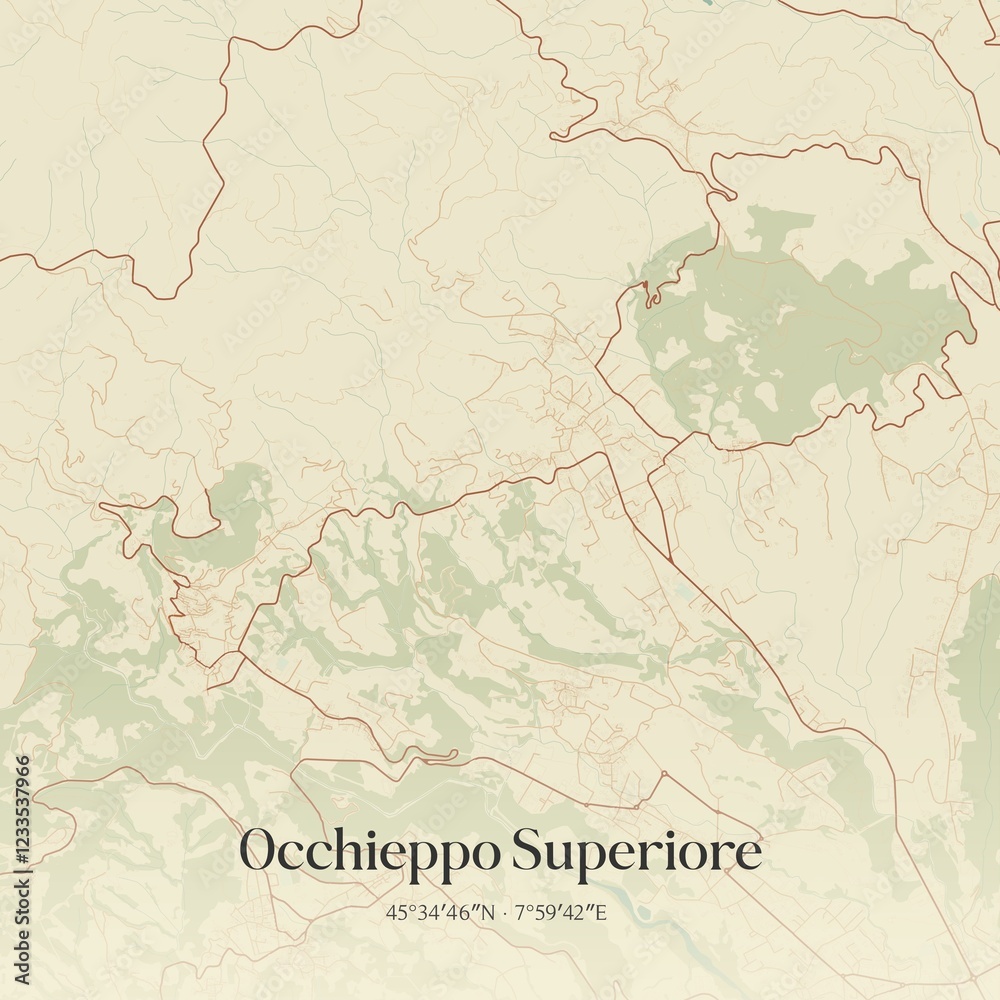 Obraz premium Vintage map of Occhieppo Superiore, Italy.