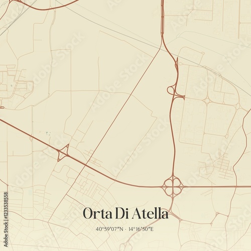 Vintage map of Orta Di Atella, Italy. photo