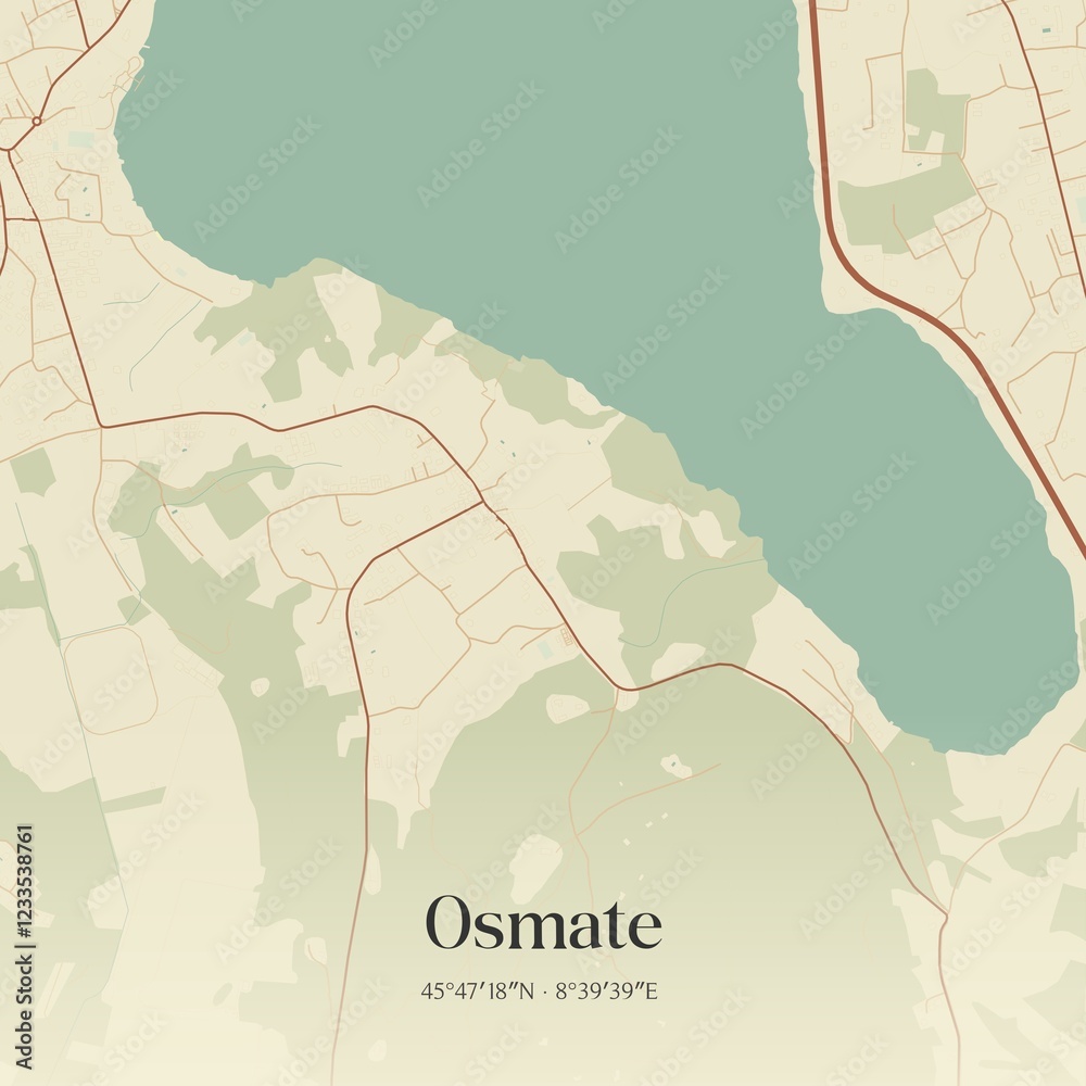 Fototapeta premium Vintage map of Osmate, Italy.