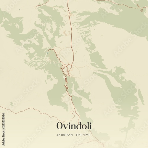 Vintage map of Ovindoli, Italy. photo