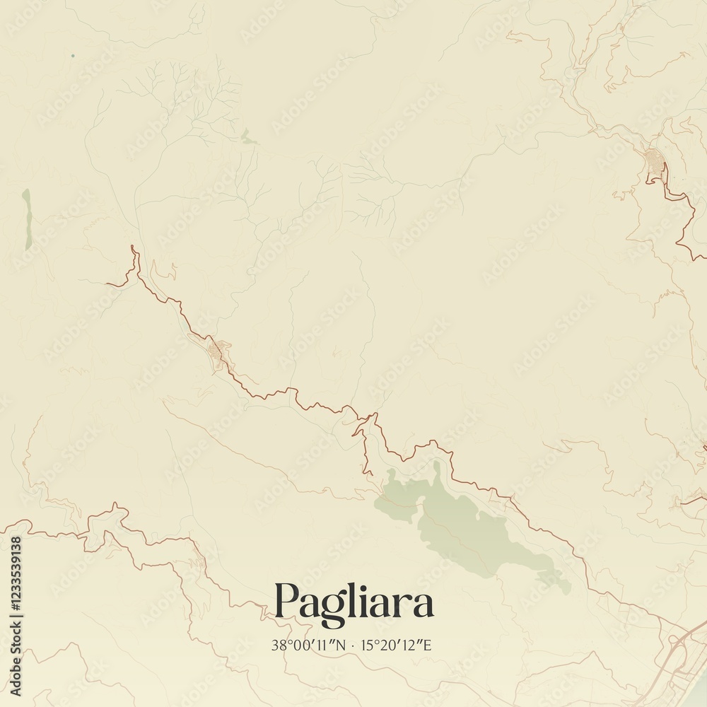 Fototapeta premium Vintage map of Pagliara, Italy.
