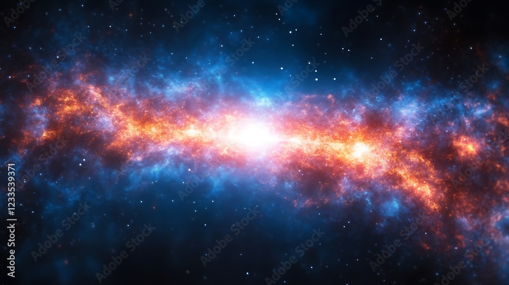 Fototapeta premium Cosmic Nebula Stellar Collision Burning Brightly