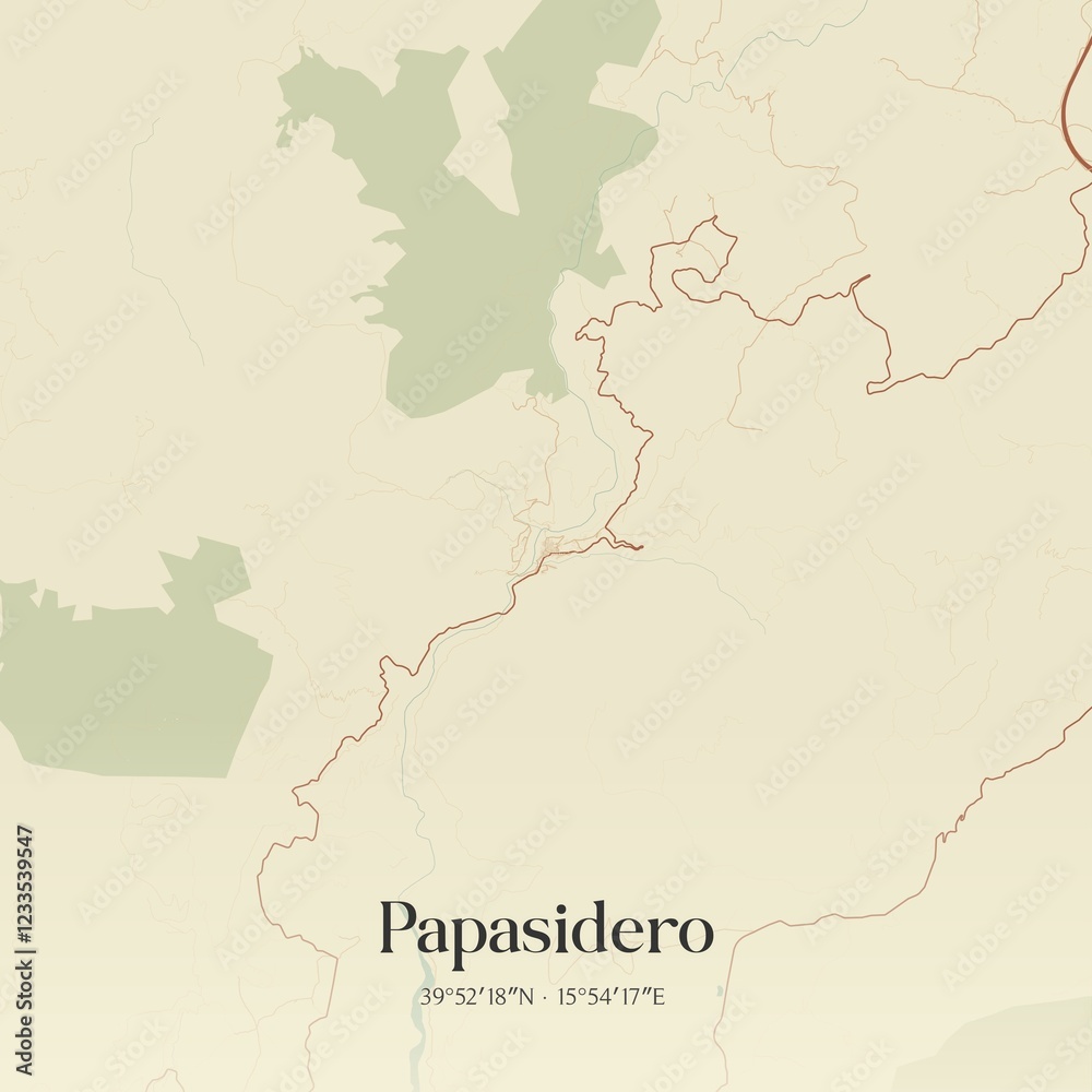 Fototapeta premium Vintage map of Papasidero, Italy.
