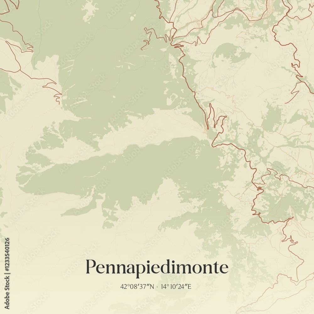 Obraz premium Vintage map of Pennapiedimonte, Italy.