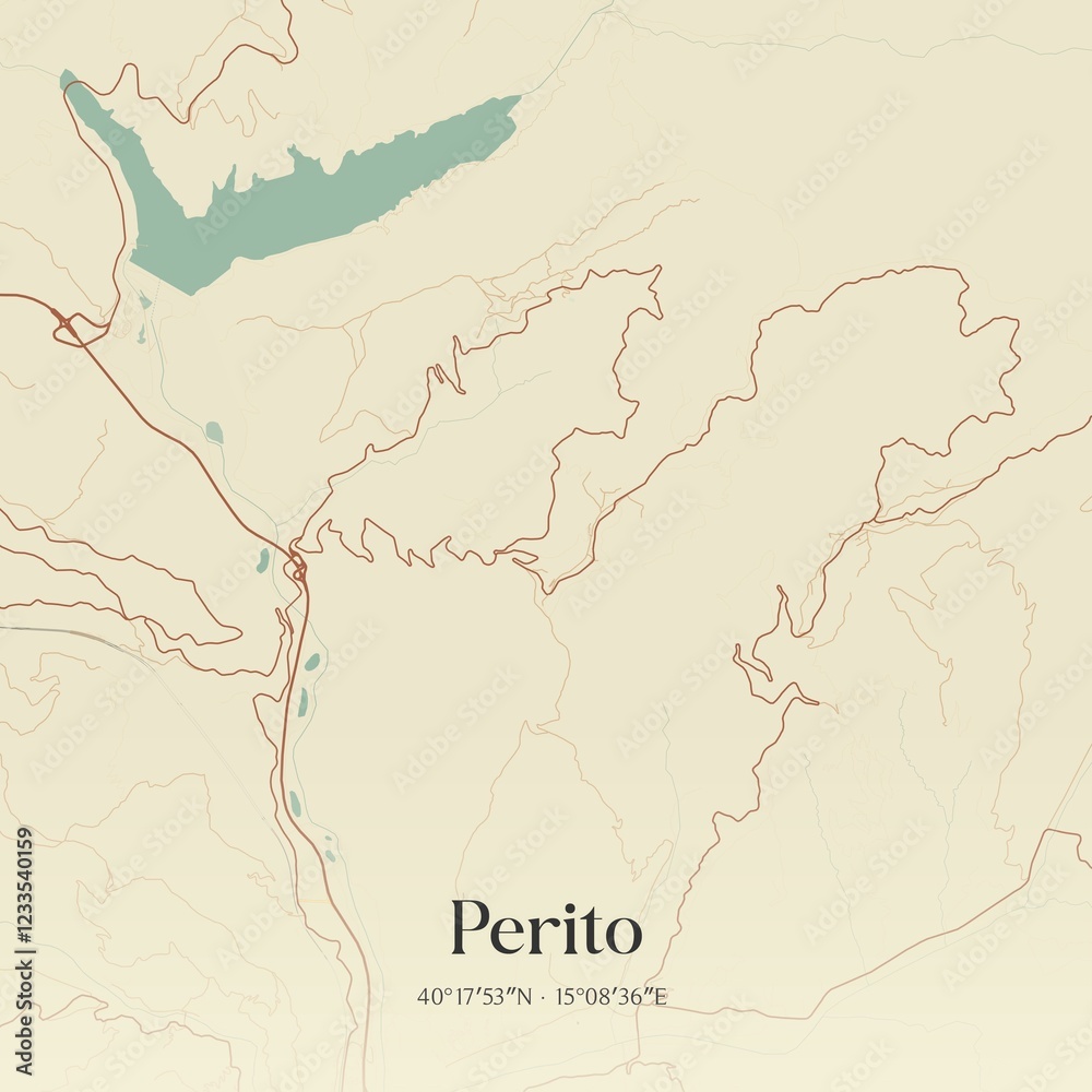 Fototapeta premium Vintage map of Perito, Italy.