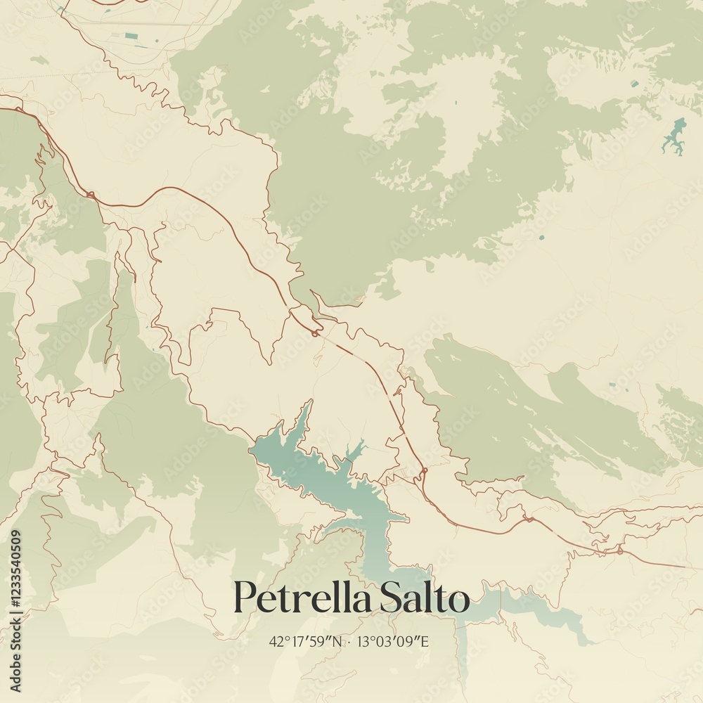 Naklejka premium Vintage map of Petrella Salto, Italy.