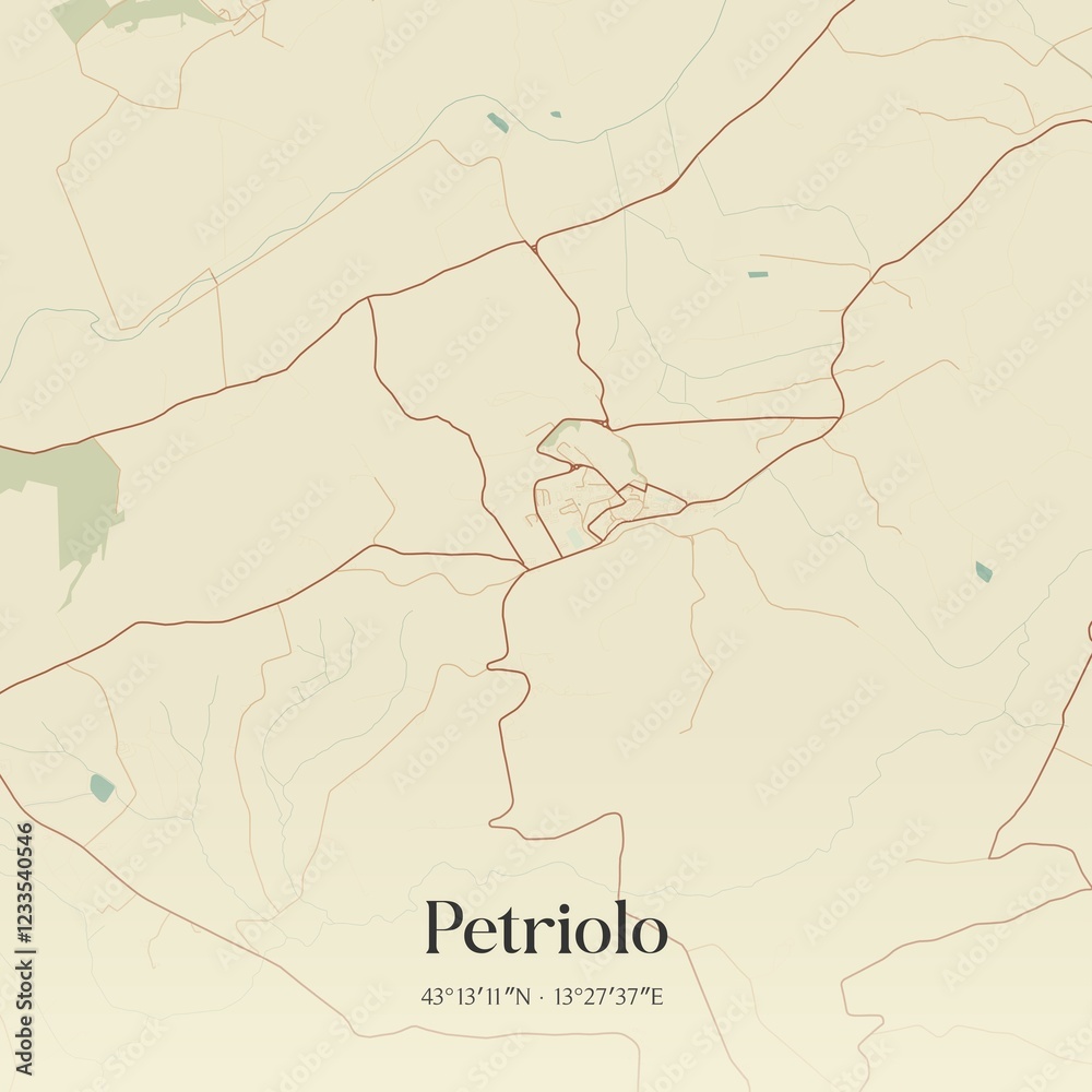 Naklejka premium Vintage map of Petriolo, Italy.