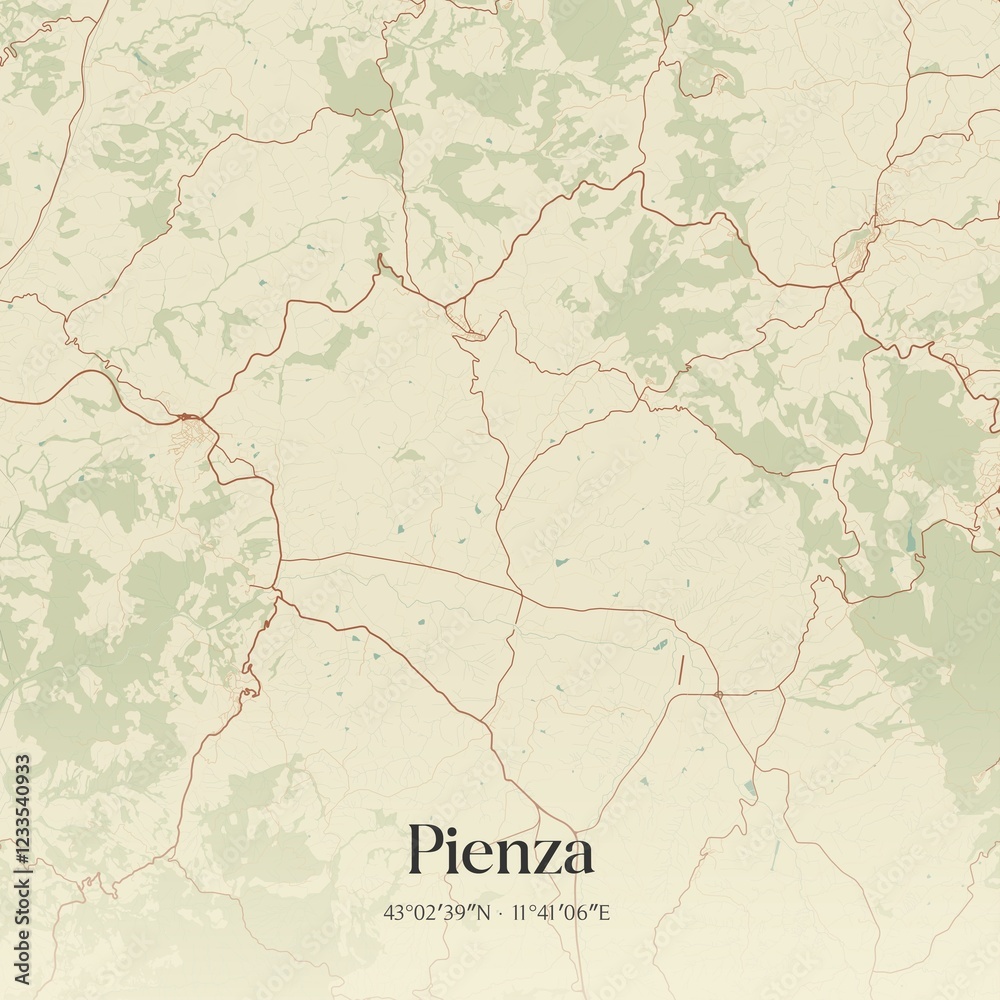 Fototapeta premium Vintage map of Pienza, Italy.