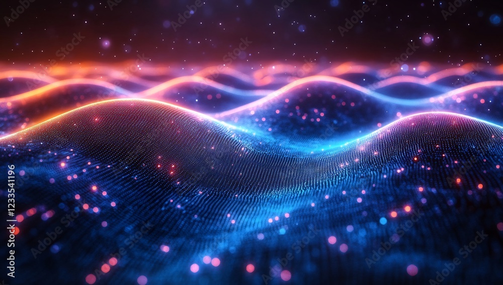 Fototapeta premium Abstract Digital Waves: A Symphony of Light and Data