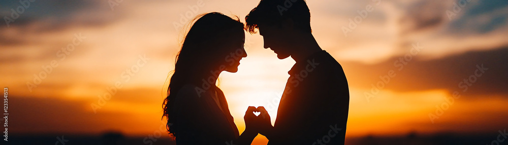 Silhouette of a couple holding hands at sunset, symbolizing love and connection. Silhouette of a couple holding hands at sunset, symbolizing love and connection.