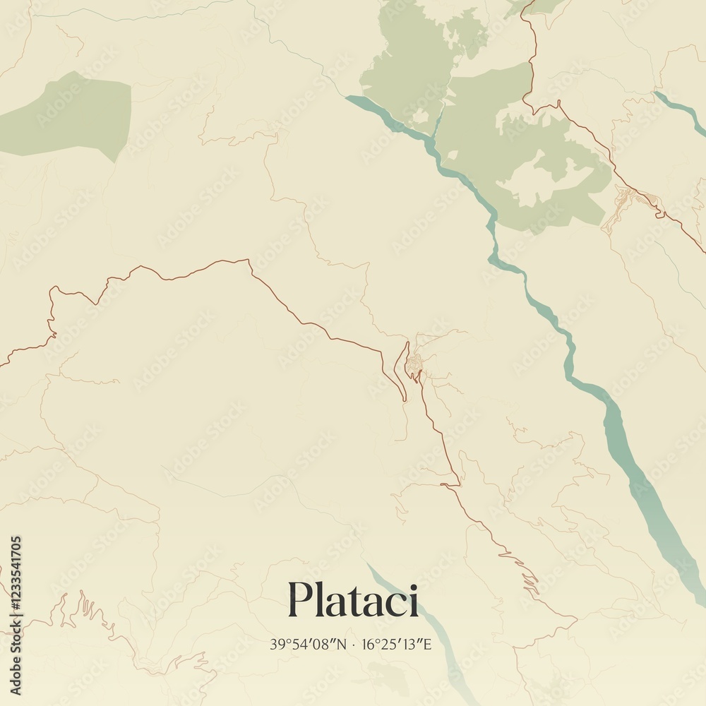 Obraz premium Vintage map of Plataci, Italy.