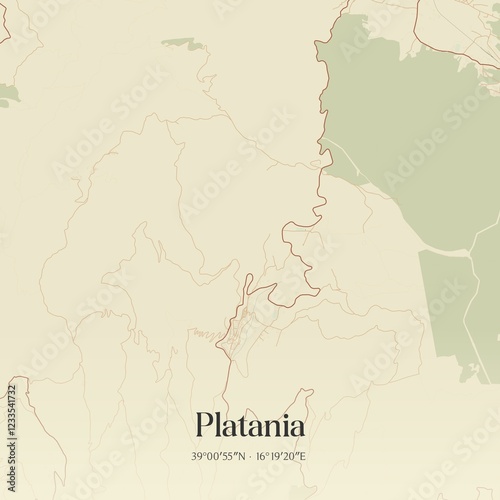 Vintage map of Platania, Italy. photo