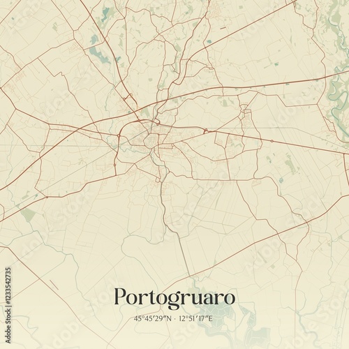 Quadro em tela Vintage map of Portogruaro, Italy.