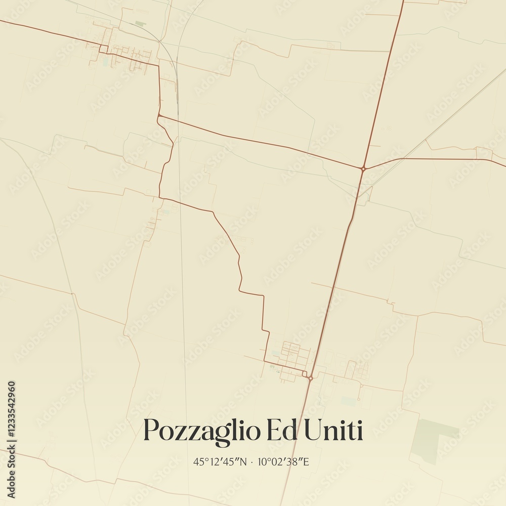 Obraz premium Vintage map of Pozzaglio Ed Uniti, Italy.