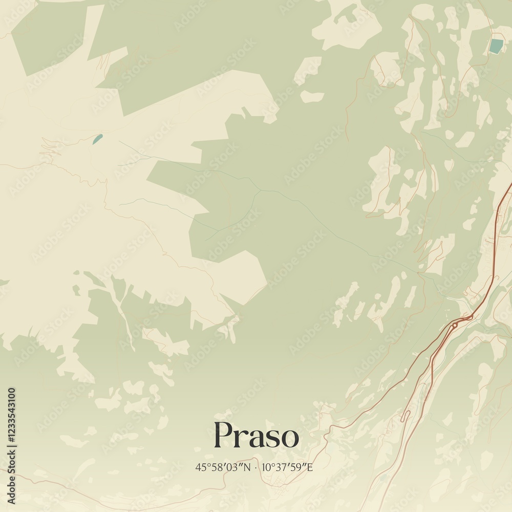Obraz premium Vintage map of Praso, Italy.