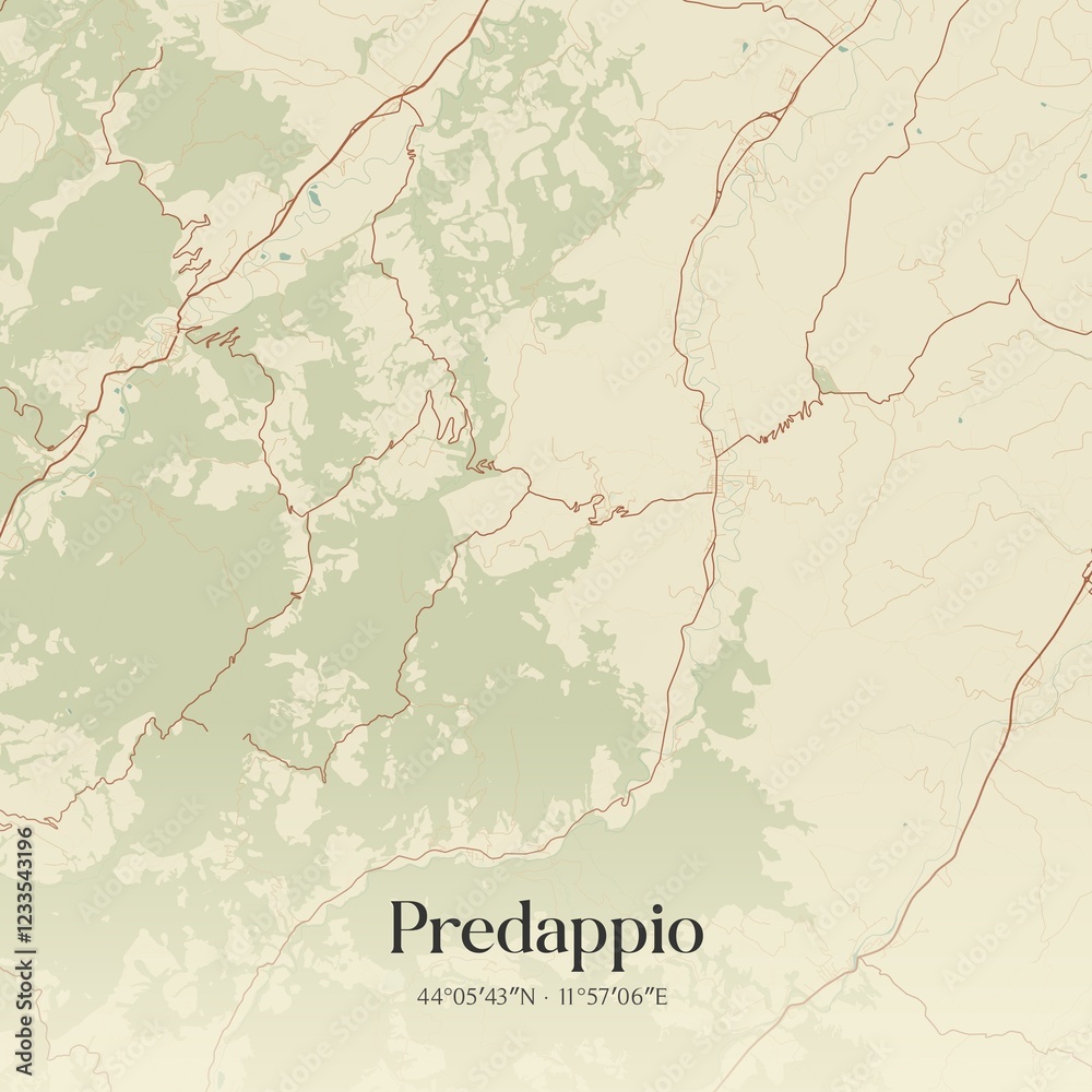 Fototapeta premium Vintage map of Predappio, Italy.