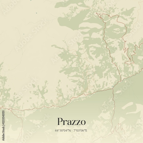 Vintage map of Prazzo, Italy. photo