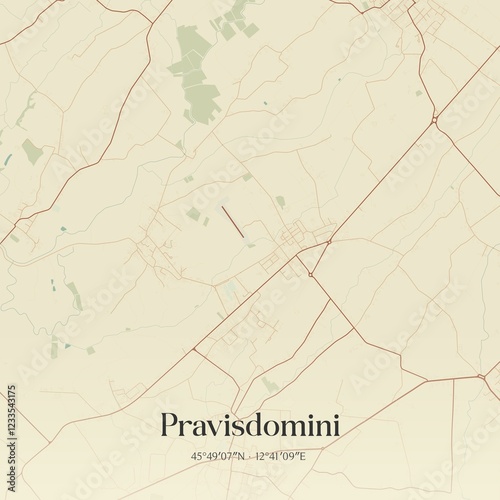 Vintage map of Pravisdomini, Italy. photo