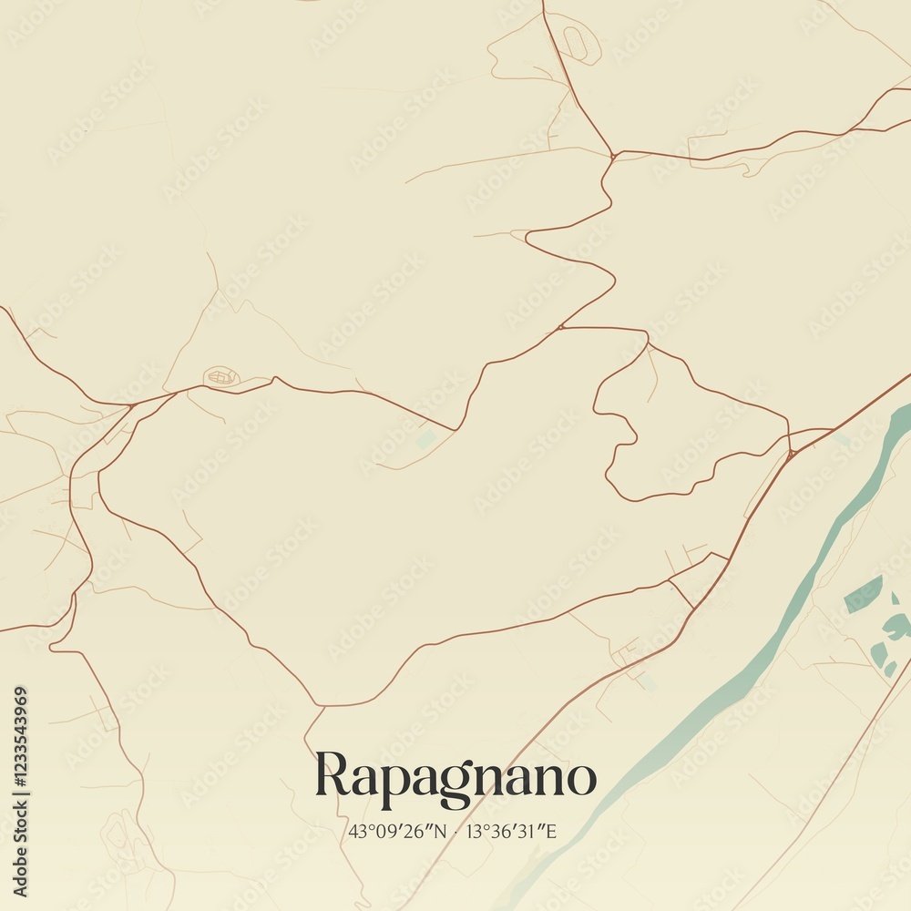 Fototapeta premium Vintage map of Rapagnano, Italy.