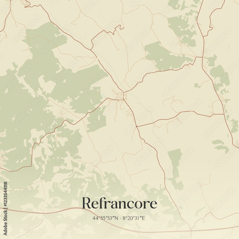 Fototapeta premium Vintage map of Refrancore, Italy.