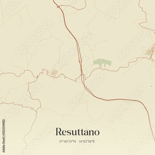 Vintage map of Resuttano, Italy.