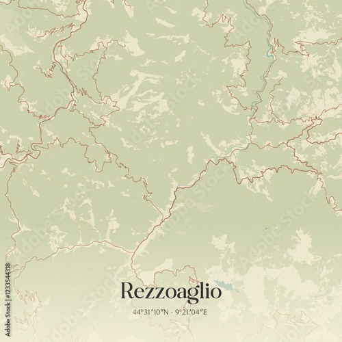 Vintage map of Rezzoaglio, Italy. photo