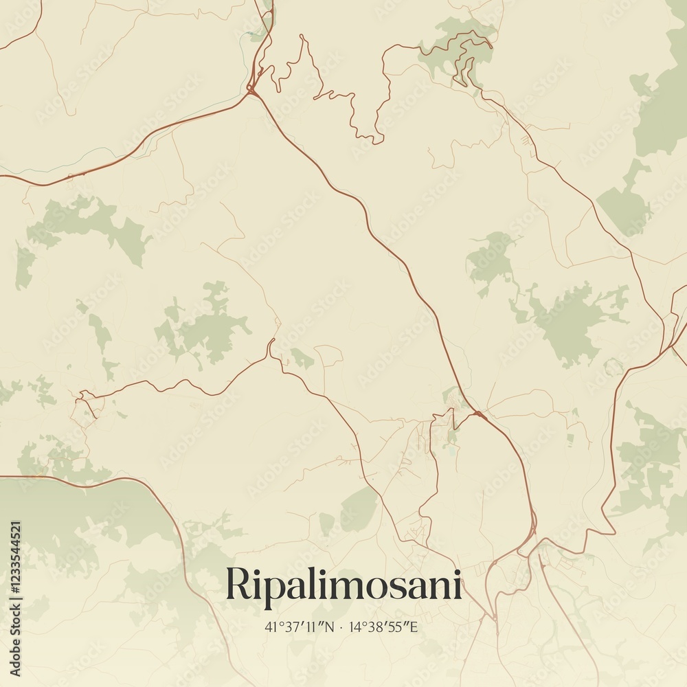 Obraz premium Vintage map of Ripalimosani, Italy.