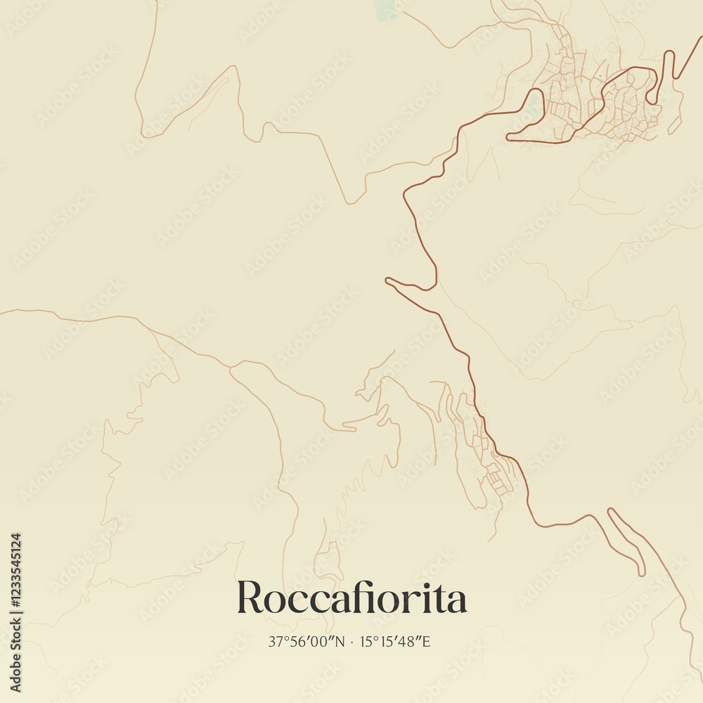Obraz premium Vintage map of Roccafiorita, Italy.