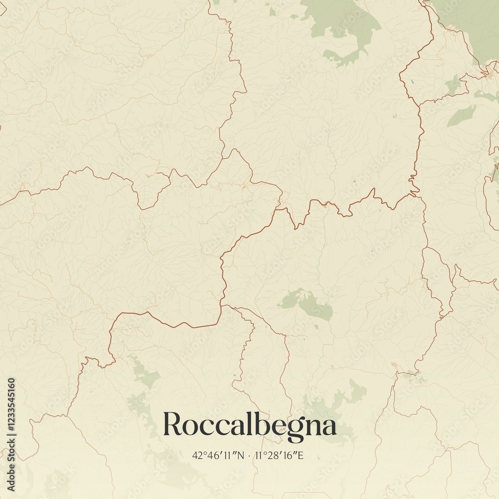 Obraz premium Vintage map of Roccalbegna, Italy.