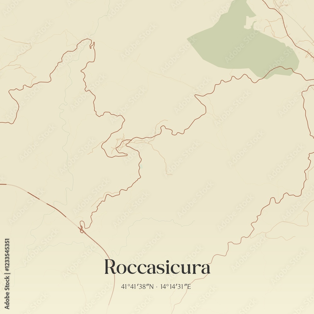 Fototapeta premium Vintage map of Roccasicura, Italy.